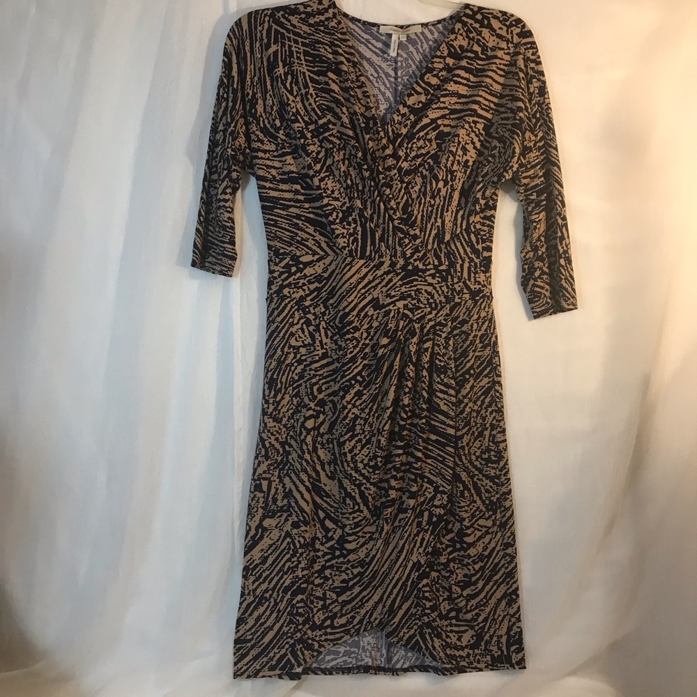 Max and Cleo women’s Navy and Tan Wrap Dress size small - Picture 1 of 7